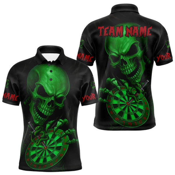 Maxcorners Custom Blood Cobra Green Dartboard Skeleton Dart Men Polo Jerseys Dart Team Shirt TU1410