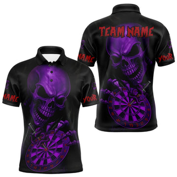 Maxcorners Custom Blood Cobra Purple Dartboard Skeleton Dart Men Polo Jerseys Dart Team Shirt LM2603