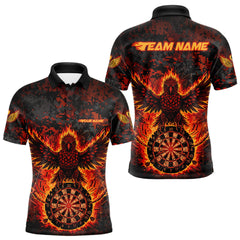 Maxcorners Custom Red Flames Eagle Digital Camo Darts Polo Shirt For Men Cracked Dart Jerseys MT1511