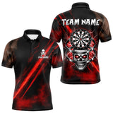 Maxcorners Custom Silver Skull Dartboard Lightning Red Dart Men Polo Jerseys Outfits Dart Shirt MT1810