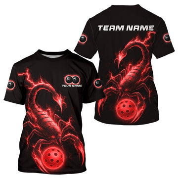 Maxcorners Custom Lightning Red Ball Scorpion Pickleball T-Shirt For Men Outfits Pickleball Jersey LM2509