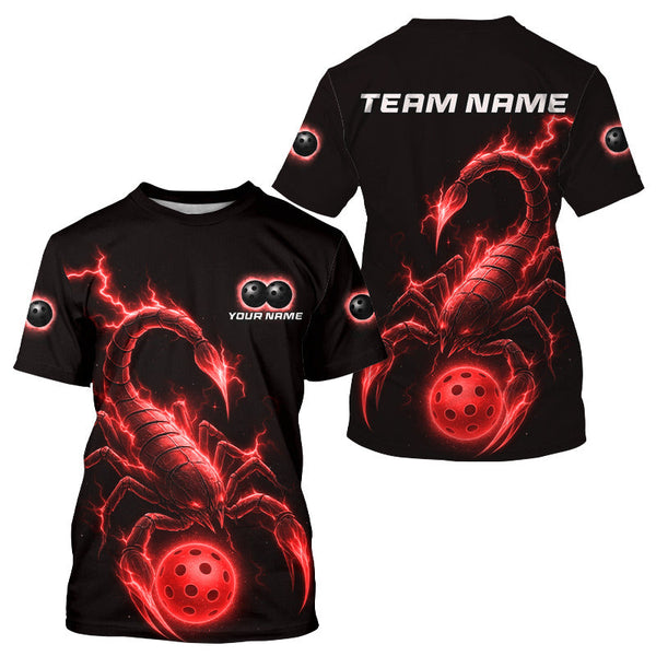 Maxcorners Custom Lightning Red Ball Scorpion Pickleball T-Shirt For Men Outfits Pickleball Jersey LM2509