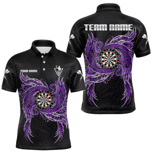 Maxcorners Purple Tribal Pattern Dartboard Darts Polo Shirt For Men Custom Darts Team Jerseys LM2201