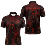 Maxcorners Custom Red Grim Heaper Grunge Skull Dart Arrow Dart Men Polo Shirt Dart Jerseys LM0210