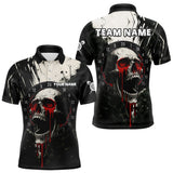 Maxcorners Custom Black Red Dripping Skull Dartboard Dart Men Polo Shirt Grunge Dart Jerseys LM0910
