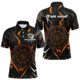 Maxcorners Custom Black Orange Dartboard Grunge Dart Men Polo Shirt Dart Tournament Jerseys LM0910