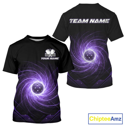 Maxcorners Custom Lightning Purple Swirl Pickleball Ball T-Shirt Men Outfits Pickleball Jerseys MT0811
