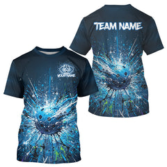 Maxcorners Custom Blue Splatter Pickleball Ball T-Shirt Men Multi-Color Pickleball Team Jerseys MT0811
