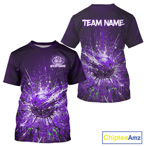 Maxcorners Custom Purple Splatter Pickleball Ball T-Shirt Men Multi-Color Pickleball Team Jerseys MT0811