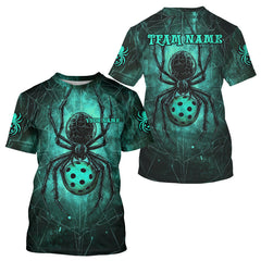 Maxcorners Custom Turquoise Spider Grunge Pickleball Ball T-Shirt For Men Funny Pickleball Jerseys LM0910