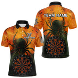 Maxcorners Custom Orange Spider Dartboard Halloween Dart Men Polo Shirt Grunge Dart Jerseys LM0910
