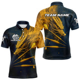 Maxcorners Custom Blue And Gold Dragon Dart Arrow Dart Men Polo Shirt Grunge Dart Team Jerseys MT1110