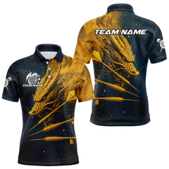 Maxcorners Custom Blue And Gold Dragon Dart Arrow Dart Men Polo Shirt Grunge Dart Team Jerseys MT1110