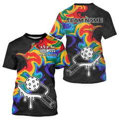 Maxcorners Colorful Splash Men Pickleball Ball & Paddle T-Shirt Personalized Pickleball Team Jerseys LM1501