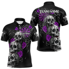 Maxcorners Custom Purple Roses Blood Dripping Skull Dartboard Men Darts Polo Shirt Dart Jerseys LM1411
