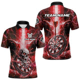 Maxcorners Custom Lightning Red Skull Cracked Dartboard Dart Men Polo Jerseys Outfits Dart Shirt LM1610