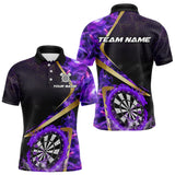 Maxcorners Custom Purple Flames Dragon Dartboard Halftone Dart Men Polo Jerseys Gold Dart Team Shirt LM1610