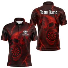 Maxcorners Custom Lightning Red Grim Heaper Dartboard Men Dart Polo Shirt Skull Dart Team Jersey TU1509