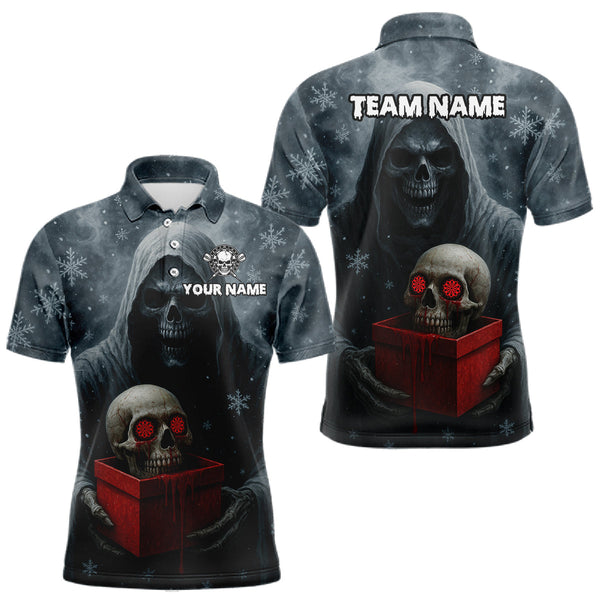 Maxcorners Custom Red Dripping Grim Heaper Creepy Christmas Dart Polo Shirt For Men Xmas Dart Jersey LM1809
