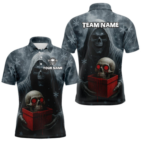 Maxcorners Custom Red Dripping Grim Heaper Creepy Christmas Dart Polo Shirt For Men Xmas Dart Jersey LM1809