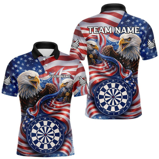 Maxcorners American Flag Eagle Freedom Dartboard Dart Polo Shirt Custom Patriotic Men Dart Team Jerseys LM2201
