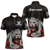 Maxcorners Custom Black And Red Panther Horror Dartboard Dart Polo Shirt For Men Dart Team Jersey TU2309