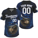 Maxcorners Custom Blue Funny Shark Baseball Ball Shirt For Men Horror Grunge Baseball Jerseys LM2509