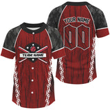 Maxcorners Custom Black Camoflage And Red Grunge Baseball Shirt For Men Baseball Uniform Jerseys LM2509