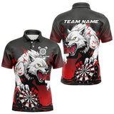 Maxcorners Custom Black & Red Horror Wolf 3D Dartboard Dart Men Polo Jerseys Dart Team Shirts LM3010