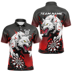 Maxcorners Custom Black & Red Horror Wolf 3D Dartboard Dart Men Polo Jerseys Dart Team Shirts LM3010