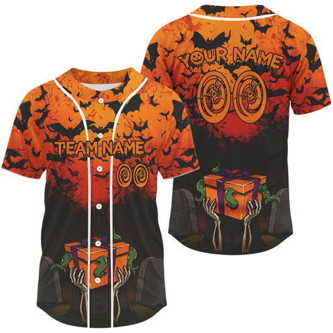Maxcorners Custom Creepy Halloween Baseball Ball Shirt For Men Skull Baseball Team Jerseys LM2509