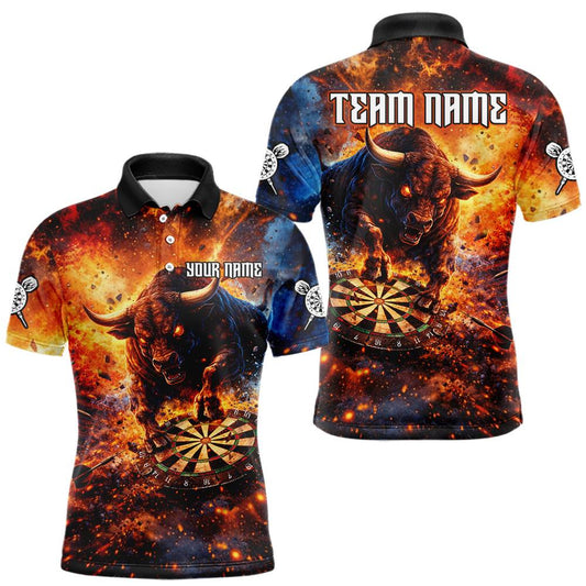 Maxcorners Colorful Splatter Funny Bull Cracked Dartboard Men Dart Polo Shirts Custom Dart Team Jerseys LM2602