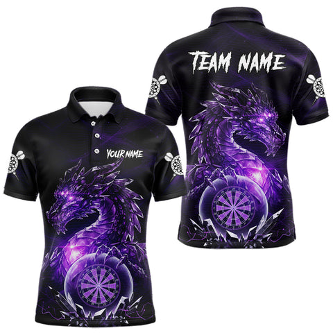 Maxcorners Purple Dartboard Lightning Dragon Stone Custom Mens Polo Dart Shirt Dart Team Jerseys TU2810