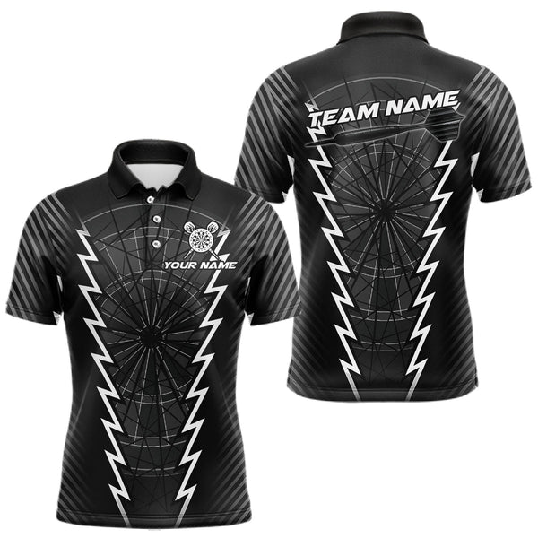 Maxcorners Custom Black Grey Dartboard Dart Men Polo Shirt Outfits Dart Team Jerseys LM0210