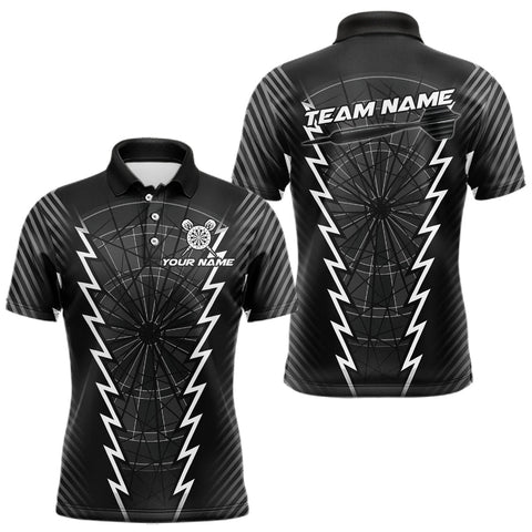 Maxcorners Custom Black Grey Dartboard Dart Men Polo Shirt Outfits Dart Team Jerseys LM0210