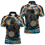 Maxcorners Custom Blue And Orange Turtle Dartboard Funny Dart Men Polo Shirt Dart Jerseys LM0210