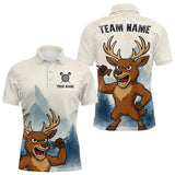 Maxcorners Custom Icy Brown Deer Dart Arrow Dart Team Men Polo Shirt Funny Dart Jerseys LM0210