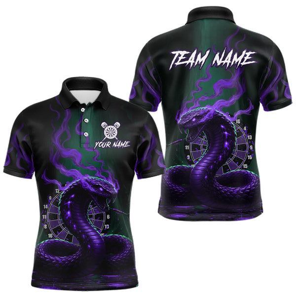 Maxcorners Custom Purple Smokes Funny Cobra Dartboard Men Darts Polo Shirt, Outfits Dart Jerseys MT0111