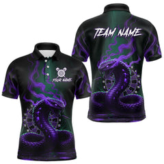 Maxcorners Custom Purple Smokes Funny Cobra Dartboard Men Darts Polo Shirt, Outfits Dart Jerseys MT0111