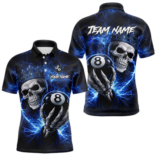 Maxcorners Yellow Flames Crown Lion Pool 8 Ball Men Billiard Polo & 1/4-Zip Shirt Custom Billiard Attire LM2901