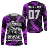 Maxcorners Brap Like A Girl Personalized Motocross Jersey UPF30+ Purple Women Girls Dirt Bike Racing Shirt LM2809