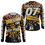 Maxcorners Custom Supercross Jersey Orange UPF30+ Adult Kid Dirt Bike SX Racing Shirt Ride Hard or Stay Home LM2809