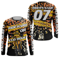 Maxcorners Custom Supercross Jersey Orange UPF30+ Adult Kid Dirt Bike SX Racing Shirt Ride Hard or Stay Home LM2809