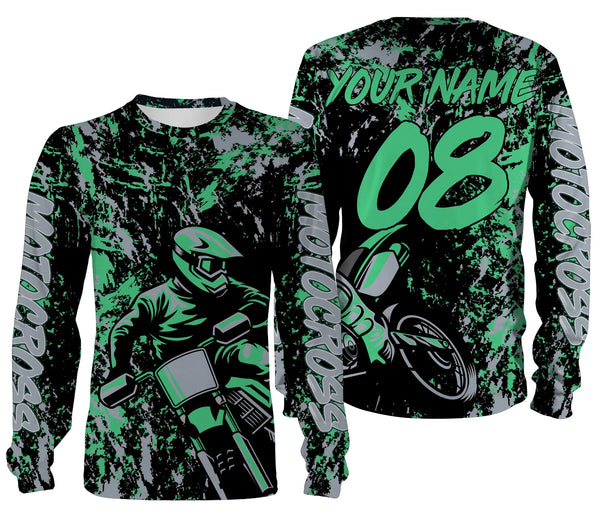 Motocross Rider Personalized Jersey Adult Long Sleeves, Dirt Bike Off-road Motorcycle Racewear