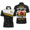 Maxcorners Funny Bowling Shirt Easily Distracted By Bowling And Beer Custom Bowling Jersey For Men And Women