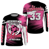 Maxcorners Motocross Mom Personalized Jersey UPF30+ Pink Dirt Bike Mom Racing Shirt Mother's Day Gift LM2809