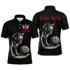 Maxcorners Wolf Bowling Shirt for Men Custom Bowling Team Jersey Black Polo & Quarter-Zip Bowling Unisex MT1607