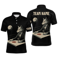 Maxcorners Personalized Black Wolf Bowling Jersey for Men Bowling Team Shirt Polo & 1/4-Zip Bowling Unisex LM2608