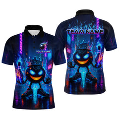 Maxcorners Custom Neon Lightning Bowling Shirt Funny Men Bowling Team Jersey Polo & 1/4-Zip Bowling Outfit LM2408