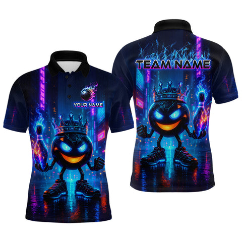 Maxcorners Custom Neon Lightning Bowling Shirt Funny Men Bowling Team Jersey Polo & 1/4-Zip Bowling Outfit TU1908